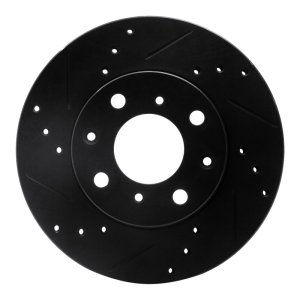 Honda Civic Brake Rotor (1) - Front Left - R1 Concepts - Drilled & Slotted - Black - `90-`00 Honda Civic Brake Rotor (1) - Front Left - R1 Concepts - Drilled & Slotted - Black - `90-`00